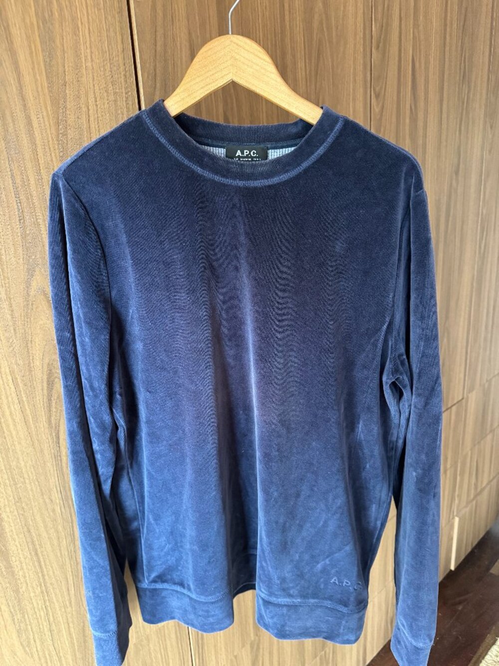 A.P.C. Navy Velvet Sweater (L)